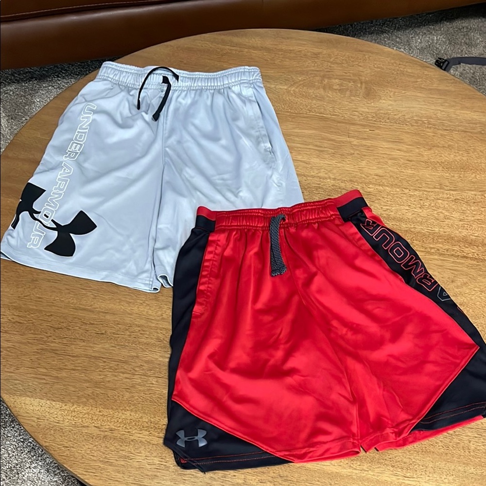 Under Armour Youth Athletic Shorts in Red and Light Gray…You Get Both!